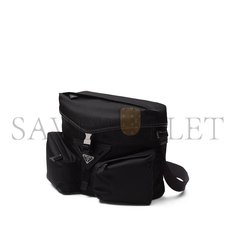 PRADA RE-NYLON AND LEATHER SHOULDER BAG 2VD062 (29*23*15cm)